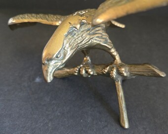 Vintage Brass Eagle With Spread Wings on Branch