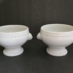 Apilco Porcelaine France Lion&#39;s Head Soup Bowls Lot of Two Vintage