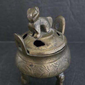 Brass Chinese Incense Holder Vintage Petite Burner Censer Patina