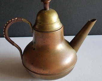 Vintage Petite Copper and Brass Coffee Teapot Holland