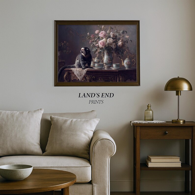 Mesa de té victoriana con monos y rosas (imprimible) / 2510-90 imagen 3