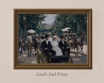 Desfile de carruajes victorianos / Arte mural con escena urbana vintage / 2510-96