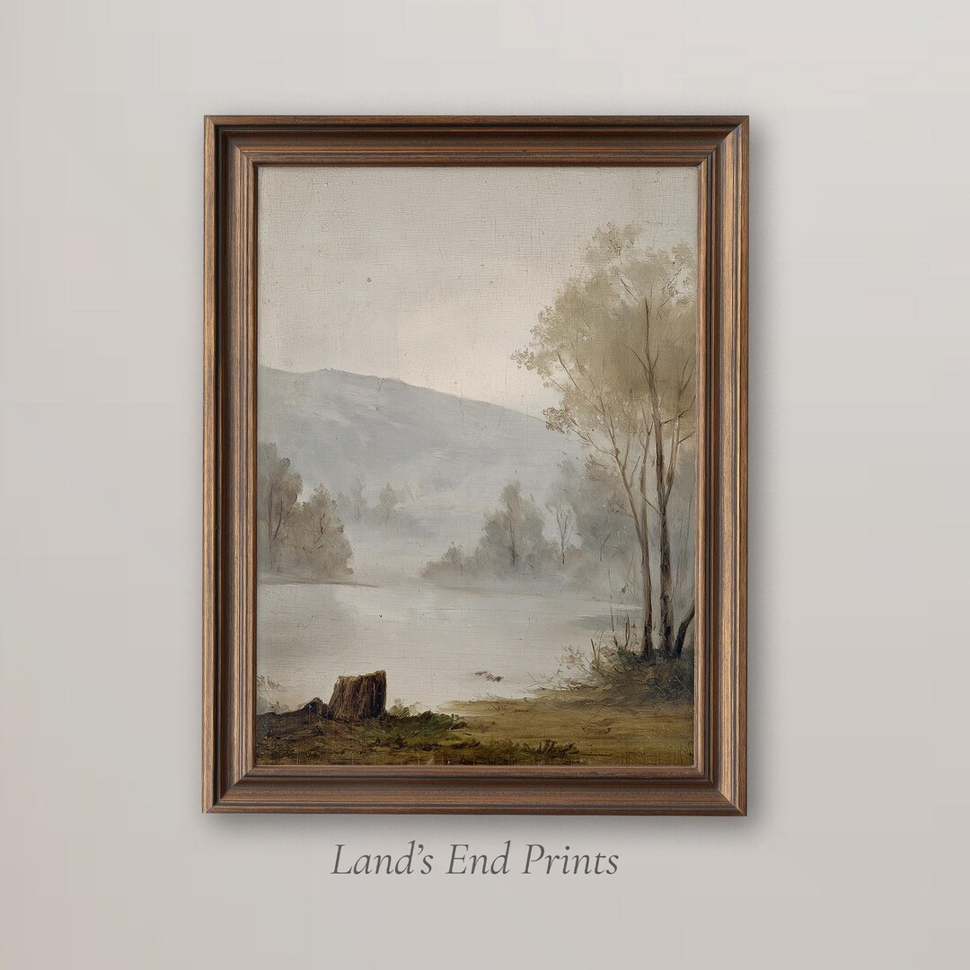 Misty Morning by the Lake | Vintage Landscape Digital Printable | 2510 ...