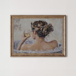 Bubble Bath Woman Art Print: Vintage Self-Care Bathroom Decor (Digital Download) | Lands End Prints 2409-33