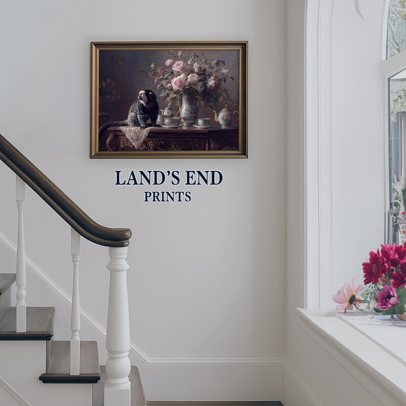 Mesa de té victoriana con monos y rosas (imprimible) / 2510-90 imagen 6