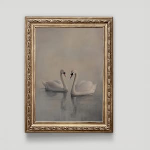 Vintage Ölgemälde Schwanensee Kunstdruck: Elegante Vogel Wand Dekoration (Digitaler Download) | Lands End Drucke 2502-9