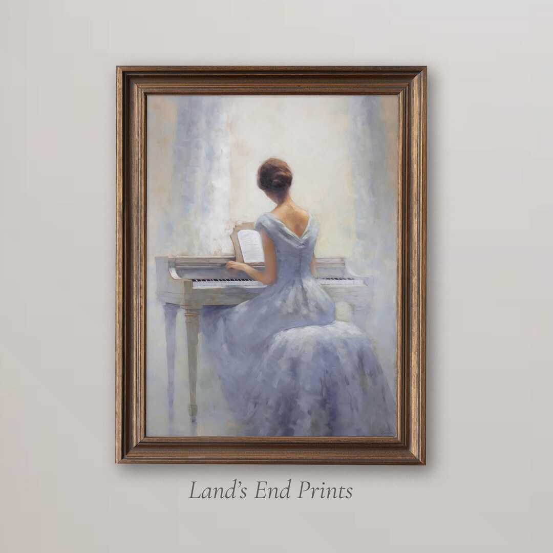 Victorian Woman at Piano Art Print: Elegant Music Room Decor (printable ...