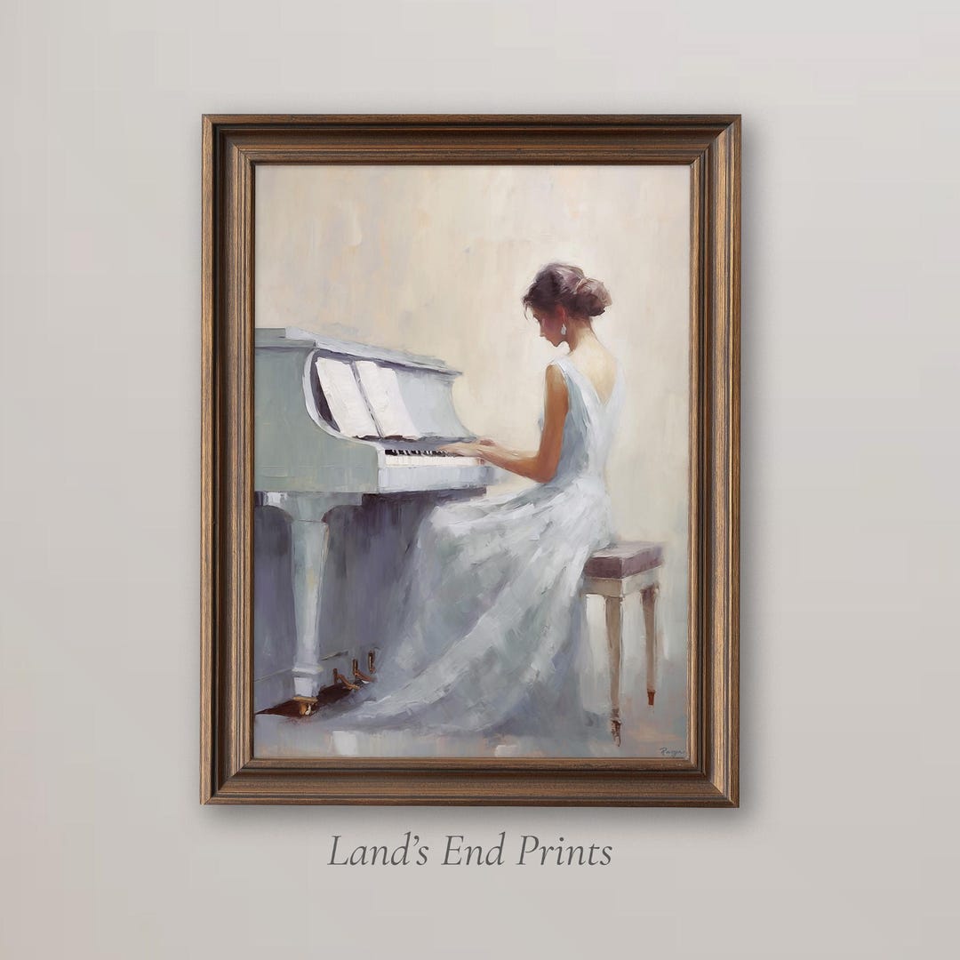 Victorian Pianist Art Print: Elegant Woman at Piano (digital Download ...