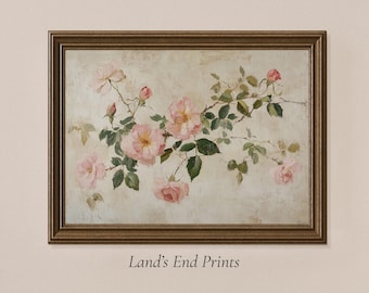 Pintura de rosas vintage: Impresión floral impresionista cottagecore (descarga digital) / 2501-14