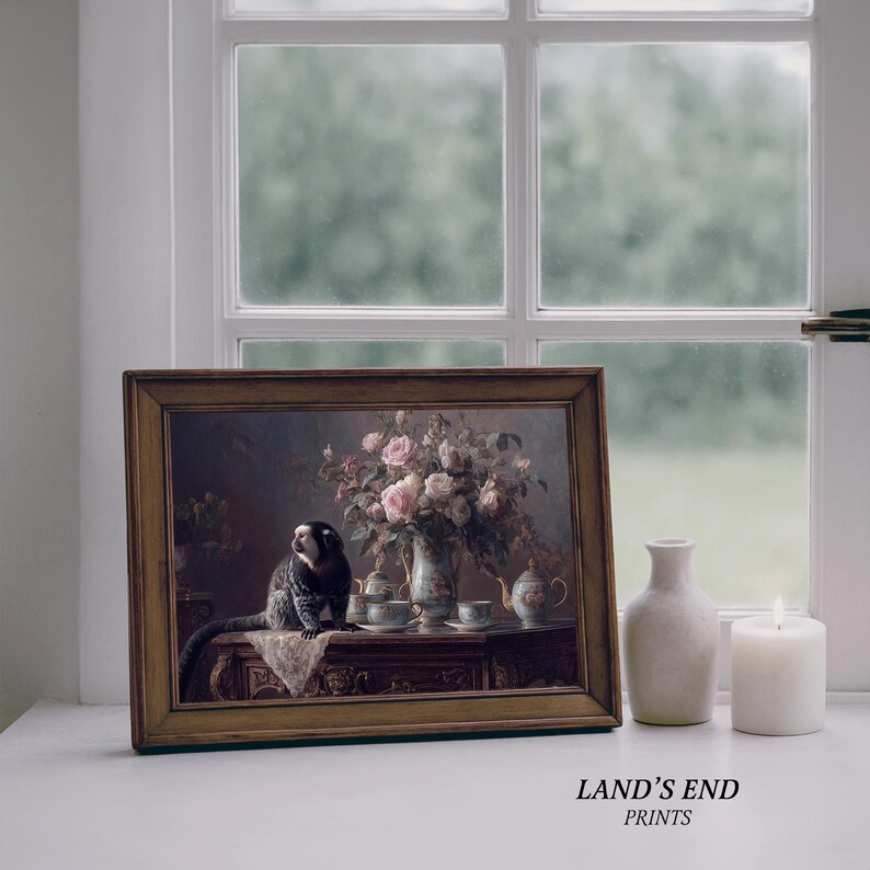 Mesa de té victoriana con monos y rosas (imprimible) / 2510-90 imagen 7