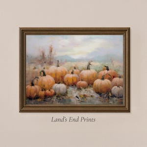 Vintage Pumpkin Patch Print: Impressionist Fall Farmhouse Art (Digital Download) | 2410-7