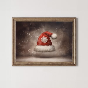 Vintage Santa Hat Christmas Print: Festive Holiday Wall Art (Digital Download) | Lands End Prints 2412-15