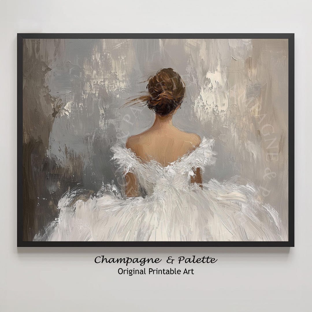 Elegant Woman in White Dress Romantic Oil Painting Impressionist Wall ...