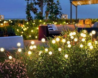 Luci solari da giardino, luci lucciole alimentate a LED, luci da giardino vivaci impermeabili per esterni per la decorazione del percorso del patio per l'arredamento del giardino