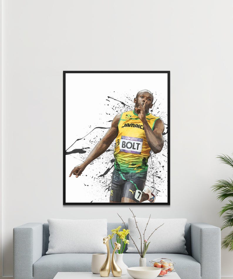 Usain Bolt Digital Print Jamaican Sprinter Art Olympic Champion Wall Art Sports Decor