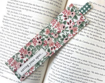 Rifle Paper Co. Fabric Bookmark, Preppy Gingham Tab, Reader Accessory, Book Lover Gift