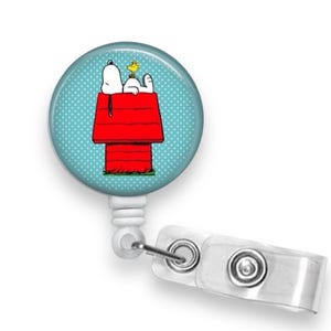 Doghouse  Retractable Badge Reel, Badge Holder, ID Badge, Nurse, Doctor, Badge Clip, Snoopy
