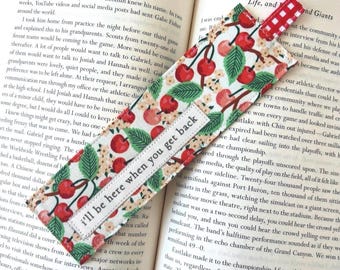 Rifle Paper Co. Cherries Fabric Bookmark, Preppy Gingham Tab, Reader Accessory, Book Lover Gift