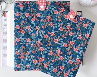 Floral Quilted Book Sleeve in Rifle Paper Co Fabric, Multi Size Padded Book Cover with Riley Blake Gingham Lining, Preppy Reader Gift