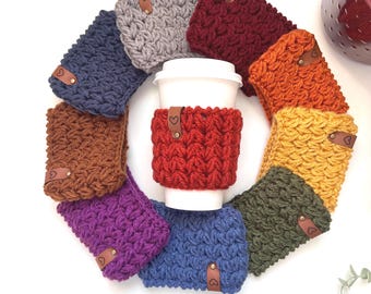 Crochet Coffee Cup Cozy, Reusable Hot Drink Sleeve, Teacher Gift Iced Coffee Cover