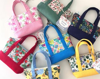 Mini Pouch Tiny Tote Bag, Canvas Coin Purse, Clip On Lip Balm AirPods Holder
