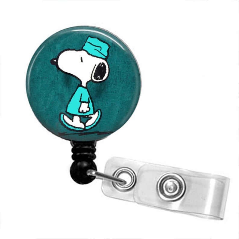SNOOPY in SCRUBS Retractable Badge Reel Badge Holder ID Etsy
