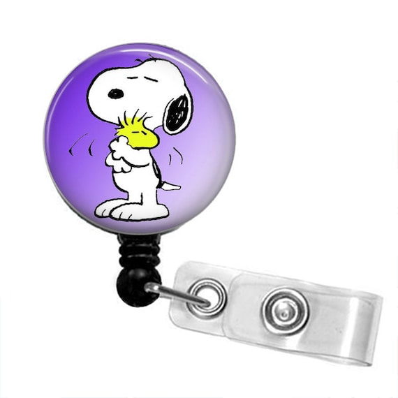 Snoopy Loves Woodstock Retractable Badge Reel, Badge Holder, ID Badge, Nurse, Doctor, Peanuts Gang, Badge Reels