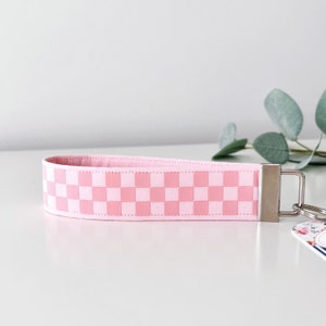 Checkered Key Fob Wristlet, Colorful Fabric Keychain, Wrist Strap, Key Lanyard, Teacher Gift, Mother&#39;s Day Gift, Free Shipping