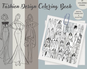 Fashion Girl Coloring Book | Fashion Design | Coloring Book | Digital Download