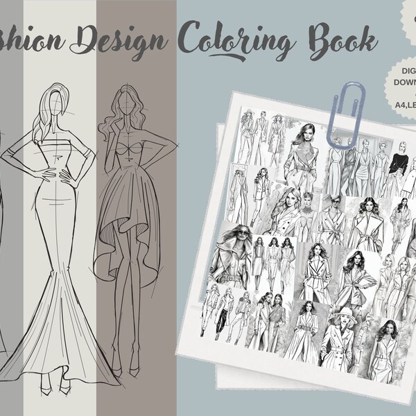 Fashion Girl Coloring Book | Fashion Design | Coloring Book | Digital Download