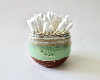 Small Colorful Caddy for cotton swabs, q tips, earrings, rings, paper clips