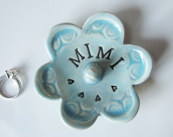 Soft blue ring dish - Mimi Keepsake Ring Dish -  Gift box included
