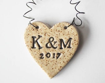 Ornament for the couple, wedding ornament, personalized hanging heart