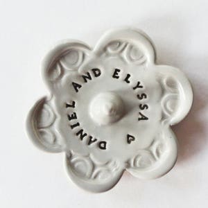 Ring Dish Stamped with Your Personalized Custom Message, Handmade Ceramic Pottery image 2