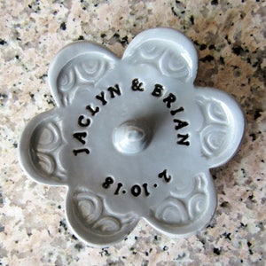 Wedding ring dish, personalized ring holder, anniversary or engagement dish image 7