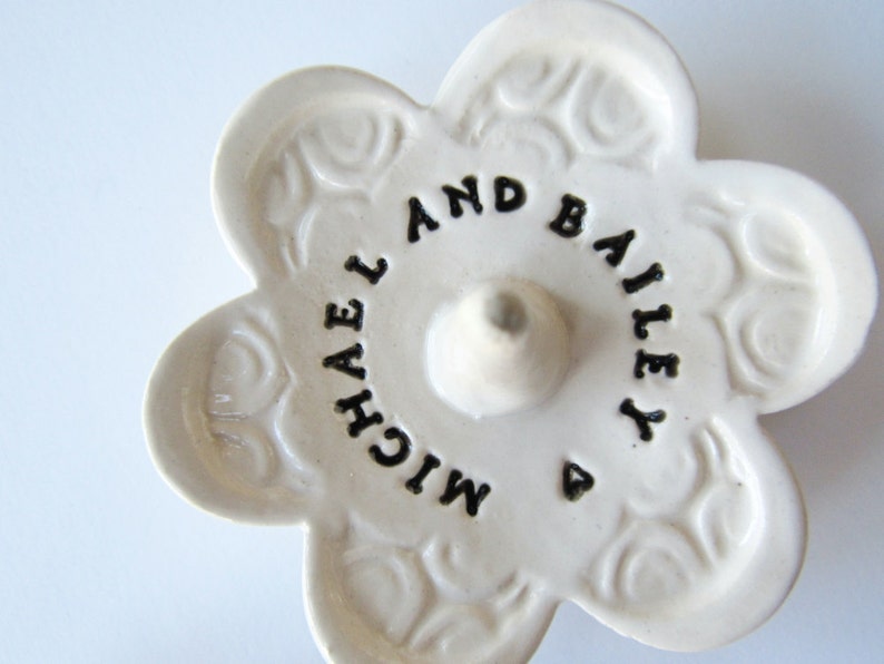 Ring Dish Stamped with Your Personalized Custom Message, Handmade Ceramic Pottery image 7