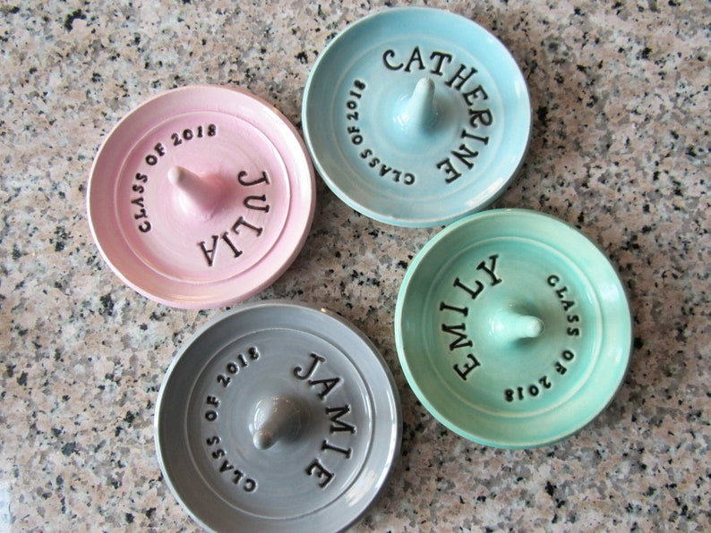 Colorful Stamped Ring Bowl Personalized Ring Dish Custom Made Great for Graduation or Birthday