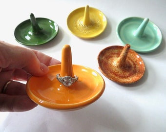 Choose your color, One wheel thrown stoneware ring dish, Gift box included