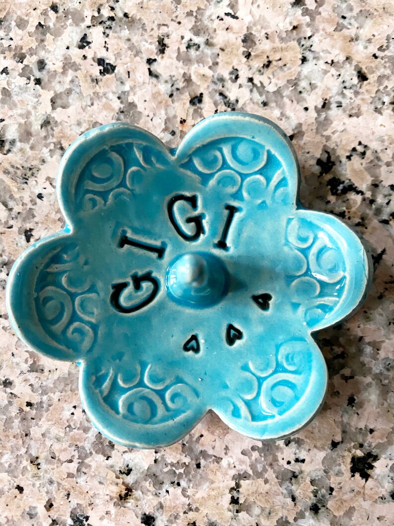 Imprinted Ring Dish, Personalized and Customizable, Takes 1-2 weeks to Produce turquoise