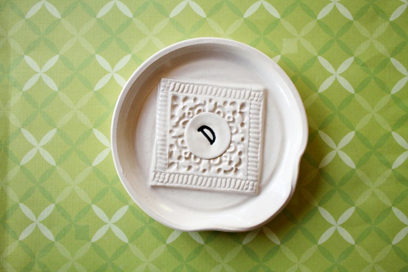Custom spoon rest stamped monogram initial ladle rest Etsy