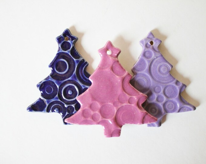 Pottery Ornaments Set of 3 Handmade Christmas Tree Etsy