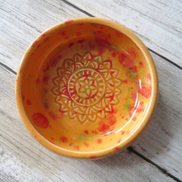 Wee pottery bowl, 1/2 cup,  sweet glazes, holds 4 oz, ready to ship