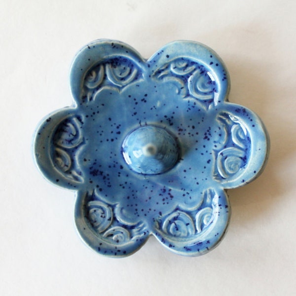 Ready to ship, Speckled Blue Ring Holder, Ring Dish, Ring Bowl, Great Gift idea