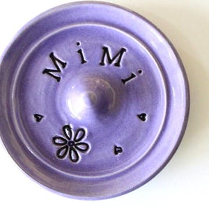 Plato para anillos de color lila y morado, regalo de Mimi, cerámica hecha a mano imagen 2