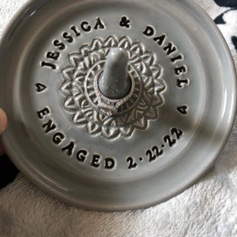 Customized Mandala Engagement Ring Holder, Personalized Ring Dish, Wheel Thrown, Clay Pottery, Made to Order, Two Week Production Time image 7