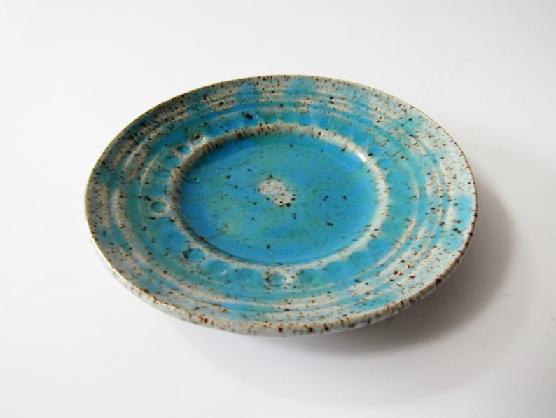 Textured Ring Holder handmade Beautiful blue Ring Dish candle dish