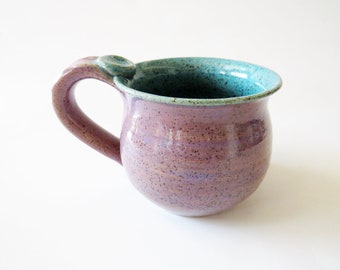 Cappuccino latte coffee cup, Blue and Lavender Mug, Ready to Ship, Handmade