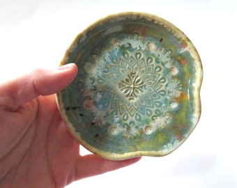 Spoon Rest with mandala stamp, coffee bar gift