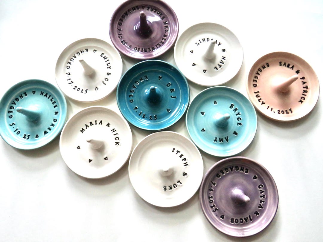 Personalized Stamped Clay Ring Dish: Handmade Pottery Keepsake - Etsy
