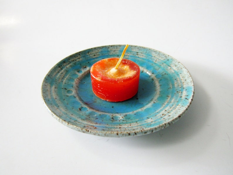 Textured Ring Holder handmade Beautiful blue Ring Dish candle dish